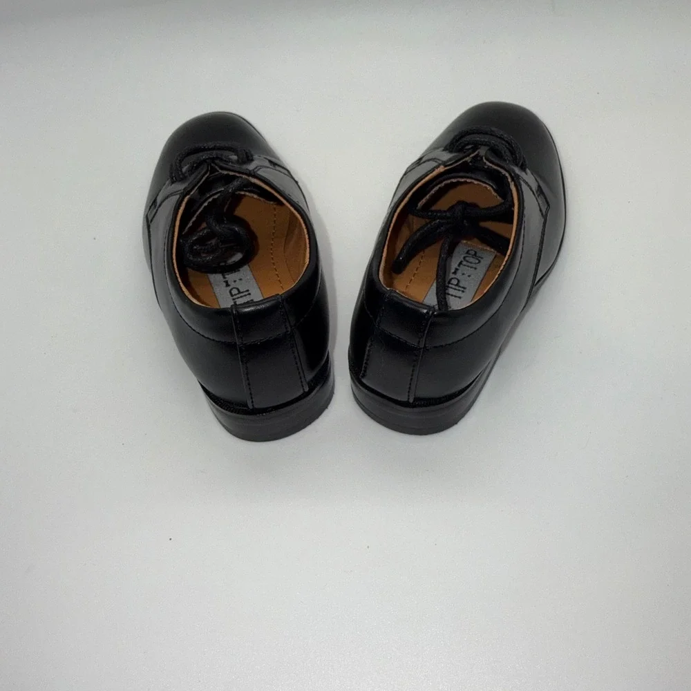 Tip Top Kids Boys Black Faux Leather Oxford Dress Shoes Size 6 Lace Up Formal